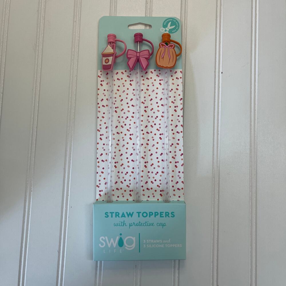 NWT Swig Life Straws Toppers Pumpkin‎ Bow PSL Fun Host Gift Cut to Size